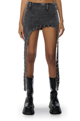 BAD TO THE BONE DARK DENIM MINI SKIRT