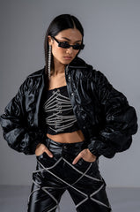 RUCHED PU JACKET